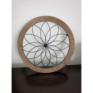 New View Gifts Metal Natural Wood Medallion Wall Art, Brown 13.5" Diameter